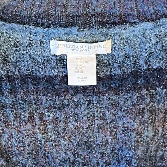 Christian Siriano Cosy Chunky Ombré Knit Blue/Gray Striped Cardigan Size XL - Picture 3 of 4